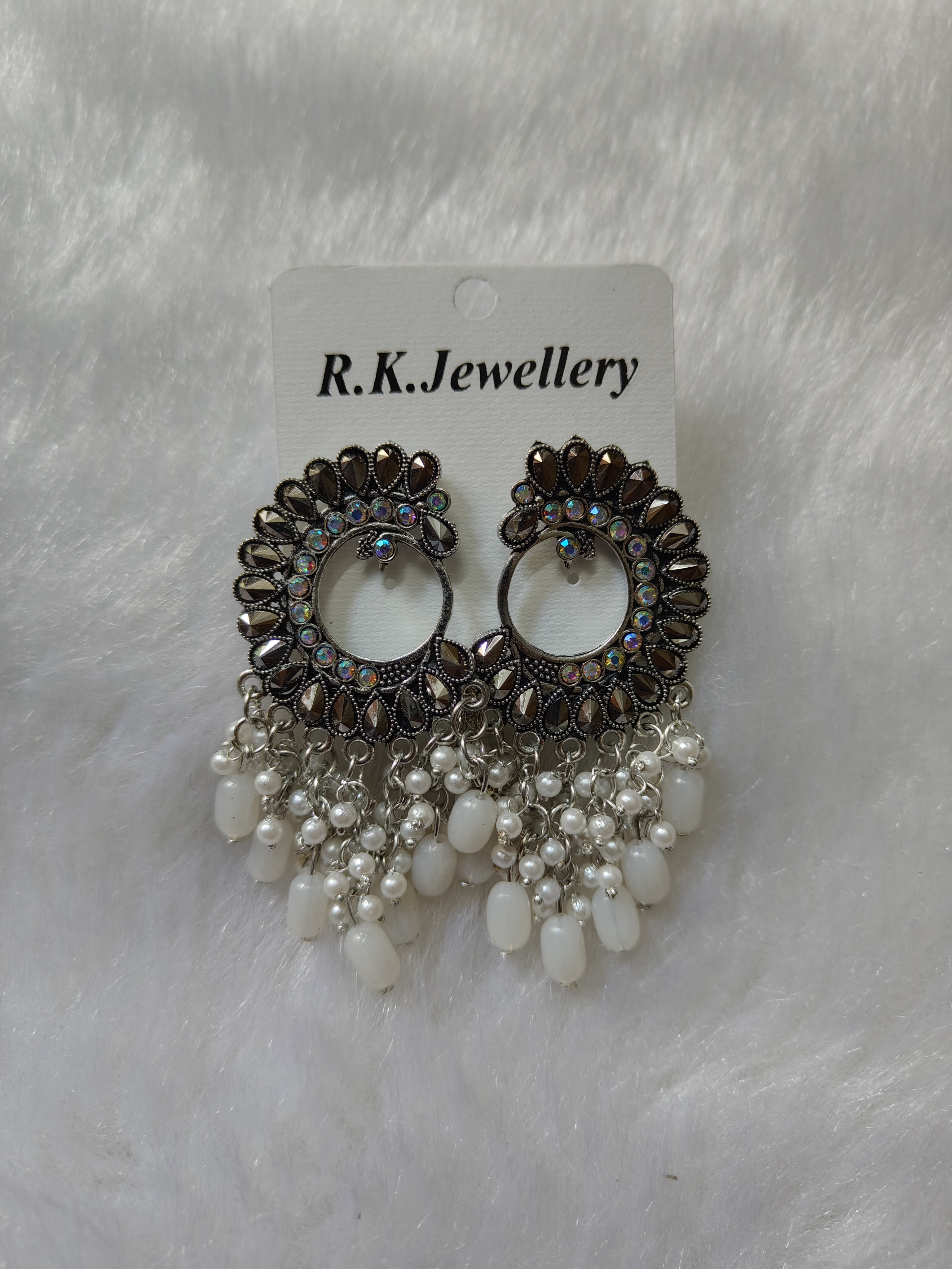 Pearl circle drop earrings
