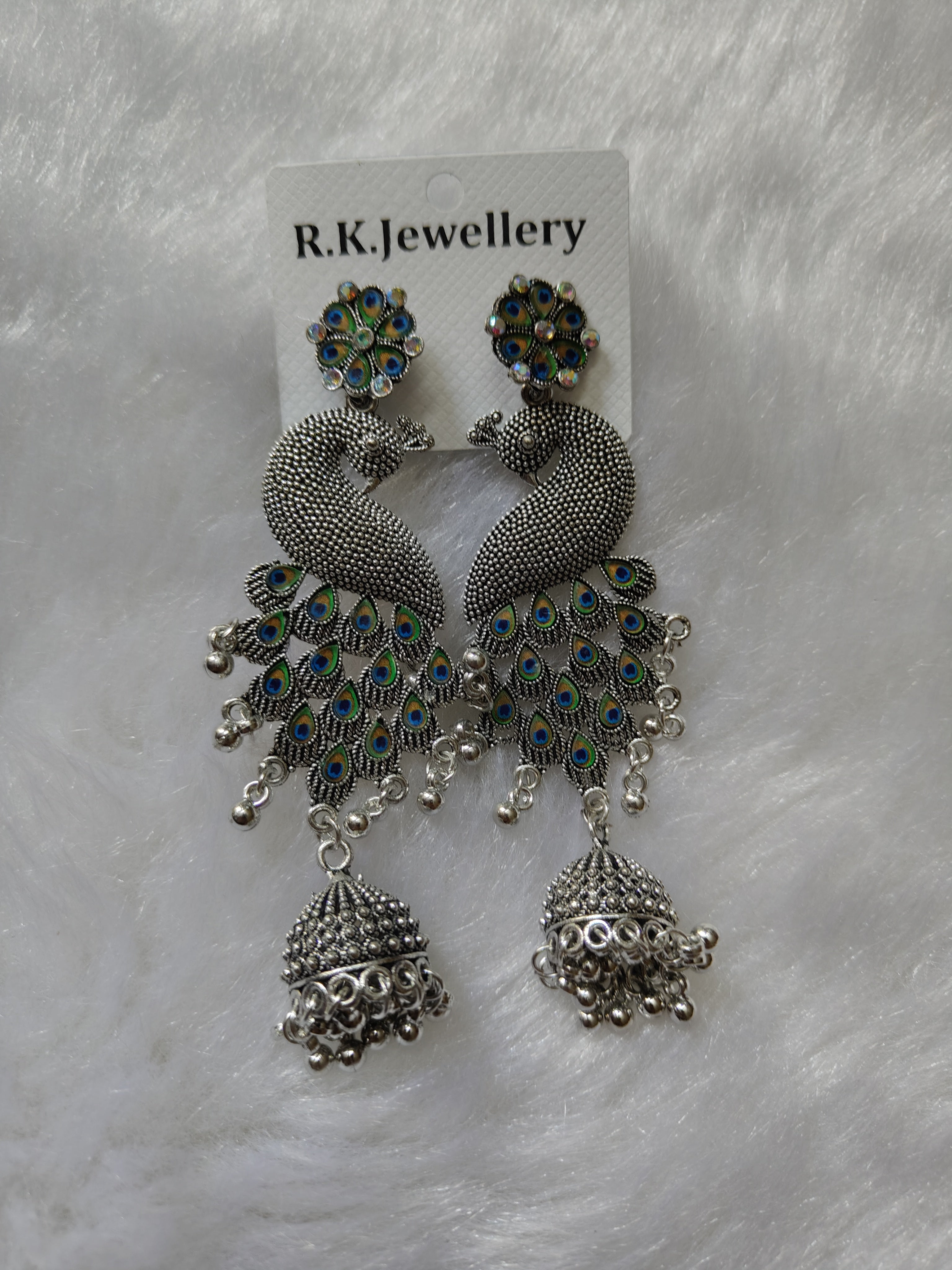 Oxidised Peacock 🦚 Earrings